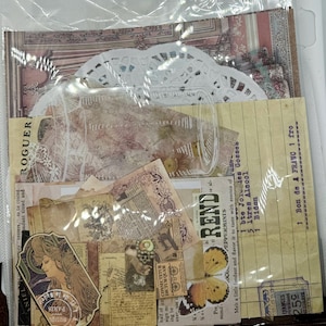 90 piece Scrapbook Ephemera Mystery Grab Bag | Vintage retro papers and stickers - butterflies, flowers, etc