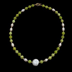 Jade and Pearl Choker Necklace