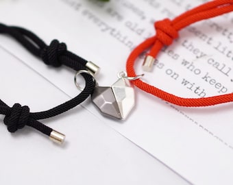Pulseiras magnéticas para casais Conjunto de pulseiras combinando Pulseira de coração ajustável Pulseiras de distância presente de dia dos namorados para namorado namorada