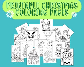 Christmas Coloring Pages | 20 Designs | Holiday Craft | Downloadable Christmas Fun | Printable Christmas Card for Kids