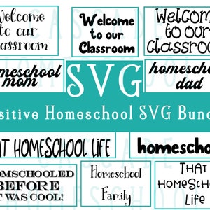 Homeschool SVG Bundle | 10 Positive Homeschooling Graphics | PNG and JPEG Formats Included | Cricut T-Shirt Graphics | Digital Images