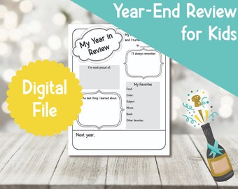 Year in Review for Kids Printable | Memory Recording | New Year's Eve | Children's New Year | End of Year