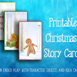 Tarjetas de cuentos de Navidad imprimibles / 30 tarjetas / Juego navideño / Diversión navideña descargable / Juego de cartas de narración de cuentos / Educación en casa
