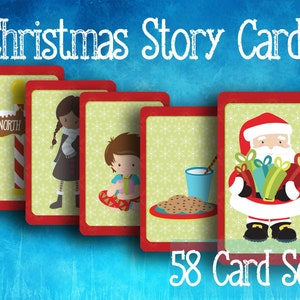 Tarjetas de cuentos de Navidad imprimibles / 58 tarjetas / Juego navideño / Diversión navideña descargable / Juego de cartas de narración de cuentos / Educación en casa