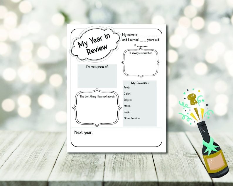 Year in Review for Kids Printable Memory Recording New Etsy