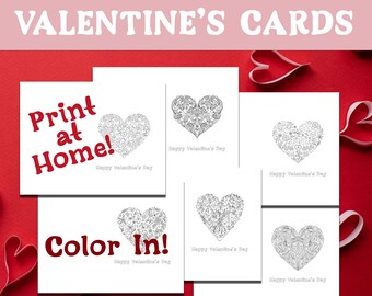 Valentine's Coloring Cards for Kids | 6 Designs | Holiday Craft | Downloadable Valentine's Fun | Printable Valentine's Card for Kids