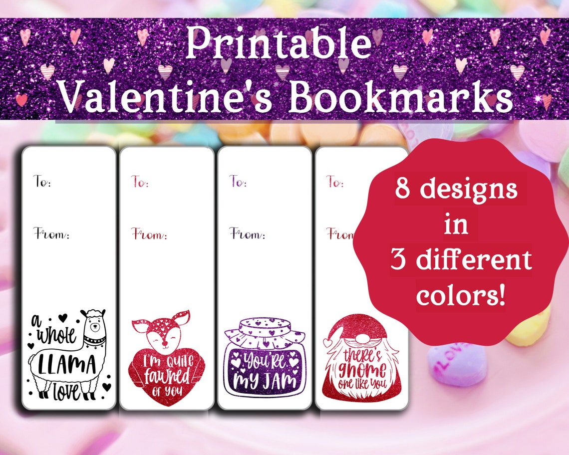 Valentine's Bookmarks for Kids Cute and Fun Sayings Printable Valentine