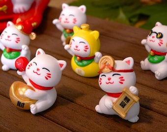 Mini-Glückskatzen – Japanische Maneki Neko 3,2 cm – Dekorative Glücksfiguren – Zen-Dekor