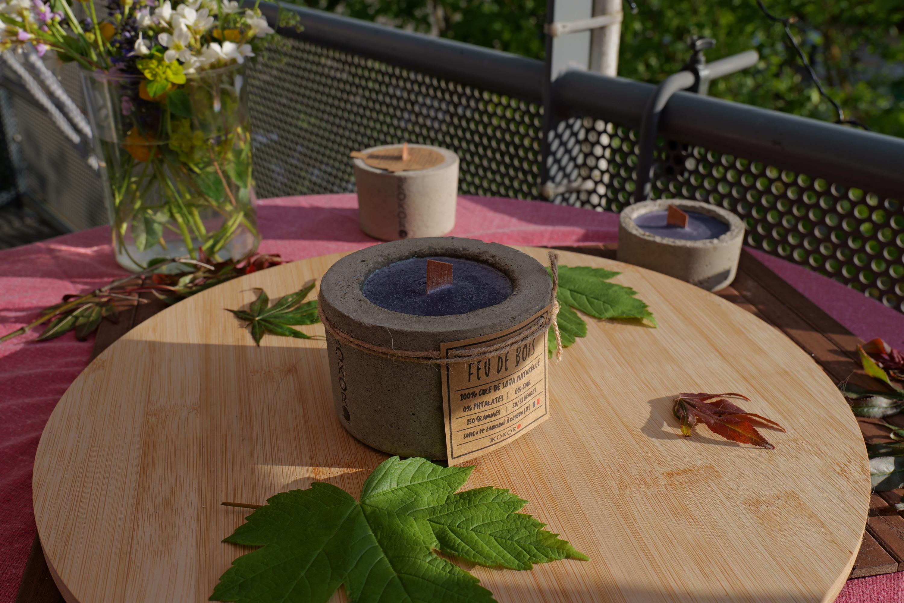 Concrete Candle WoodFire Scent | 100% Natural Soy Wax | Crackling Wooden Wick