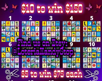 10 to win 150 or Split Loteria Game Board