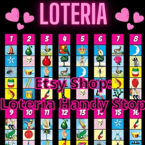 Jeu de société Loteria rose à 16 lignes