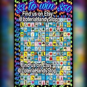 3 to win 50 Loteria 28 Lines Board Game to Play Online