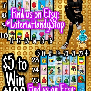 5 to win 100 Loteria 28 Line Game Board