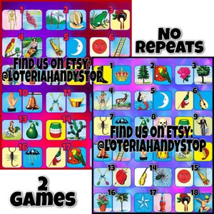 No Repeats 18 Numbers Loteria Board Games Bundle