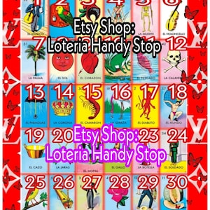 30 cartes à jouer de la Loteria Numbers
