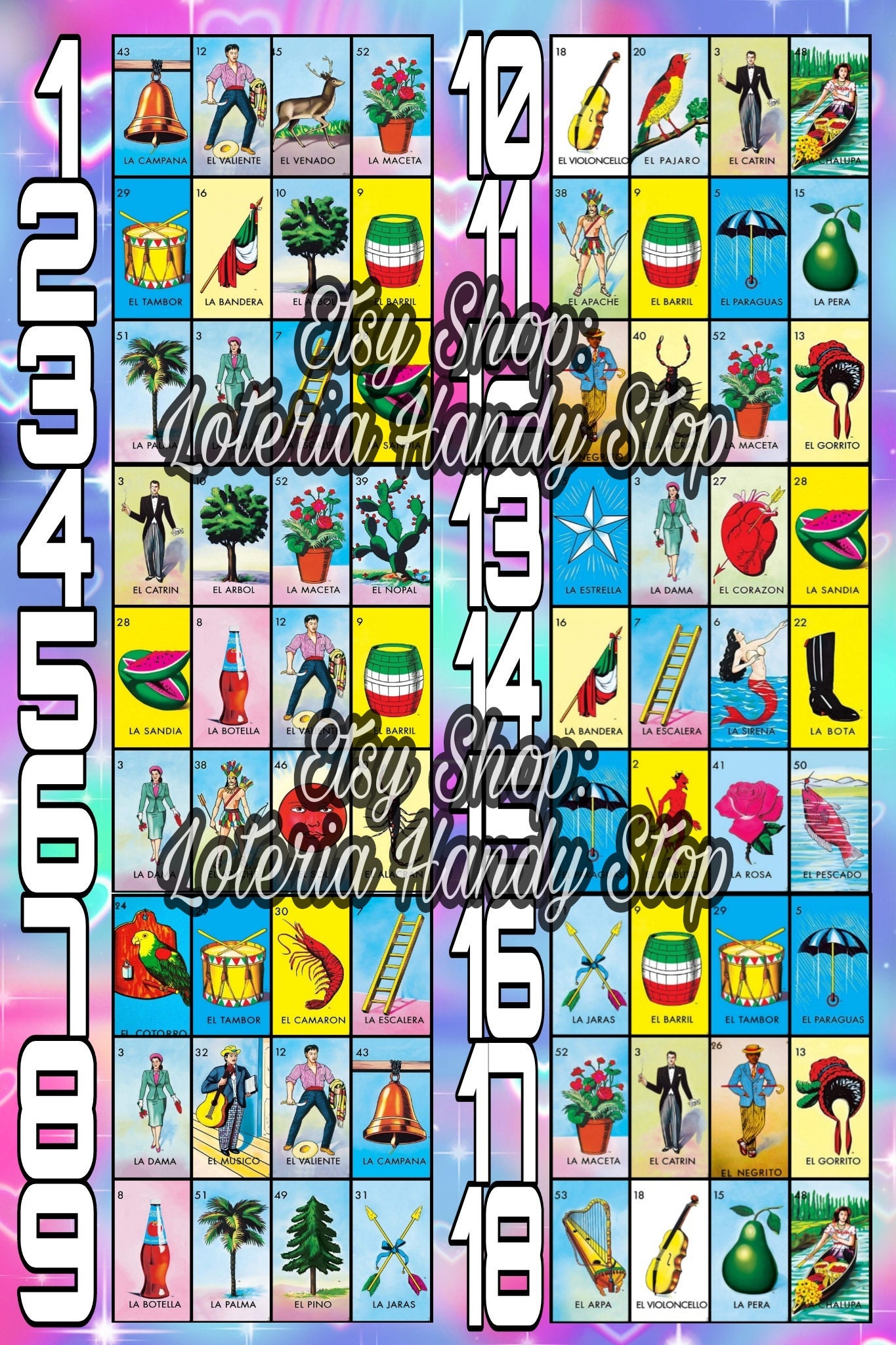 Loteria Card for Online Game with Numbers Etsy