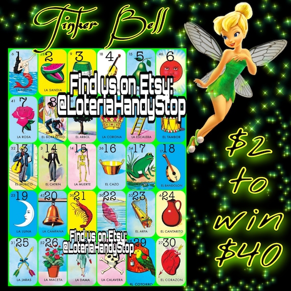 2 to Win 40 Loteria Tinker Bell Board to Play Online 