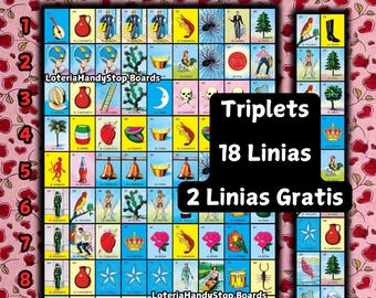 Valentines Loteria Triplets: 18 regels met gratis regels