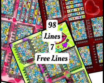 98 Lines Loteria Board Game with Free Lines