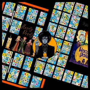 Tableros de lotería de Halloween de Hocus Pocus, cartas completas para jugar en línea