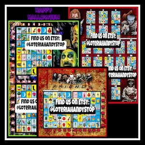 Halloween Loteria Boards Lines and Full Cards to Play