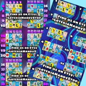Loteria Line Game Boards with 60 and 12 Ffor Online Play