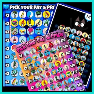 54 Numbers Loteria Line Boards with Money Amounts to Play