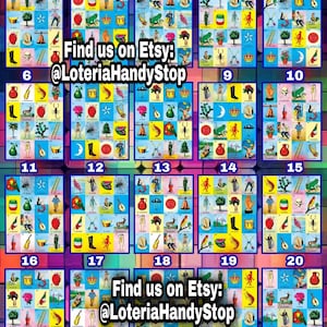 20 cartas completas de juego de lotería en 1 tablero digital de lotería para jugar en línea