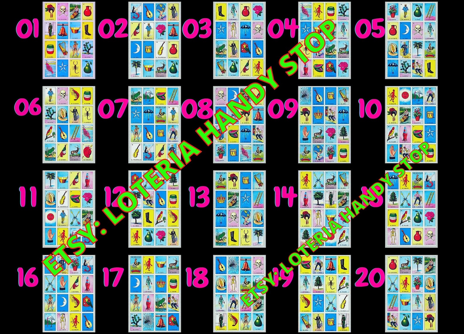 Loteria Game Board With Full Cards and a Mini Game to Play Online - Etsy