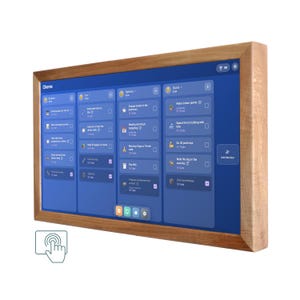 Touchscreen digitale planner 24" in houten frame: wanddisplay, takenlijst & gezinsplanner