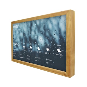 Dashboard Meteo Smart 32 Inch: Planner Familiare Digitale Con Cornice In Legno, Google & Apple Calendar