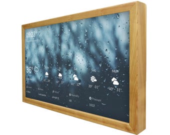 32 Inch Smart Weer Dashboard: Digitale Familie Planner Met Houten Frame, Google & Apple Kalender