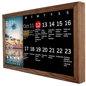 Digital Calendar 24 Inch in Wooden Frame, Home Planner, Family Command Center, Wifi Calendar, Family Chore Chart, No More Missing Things