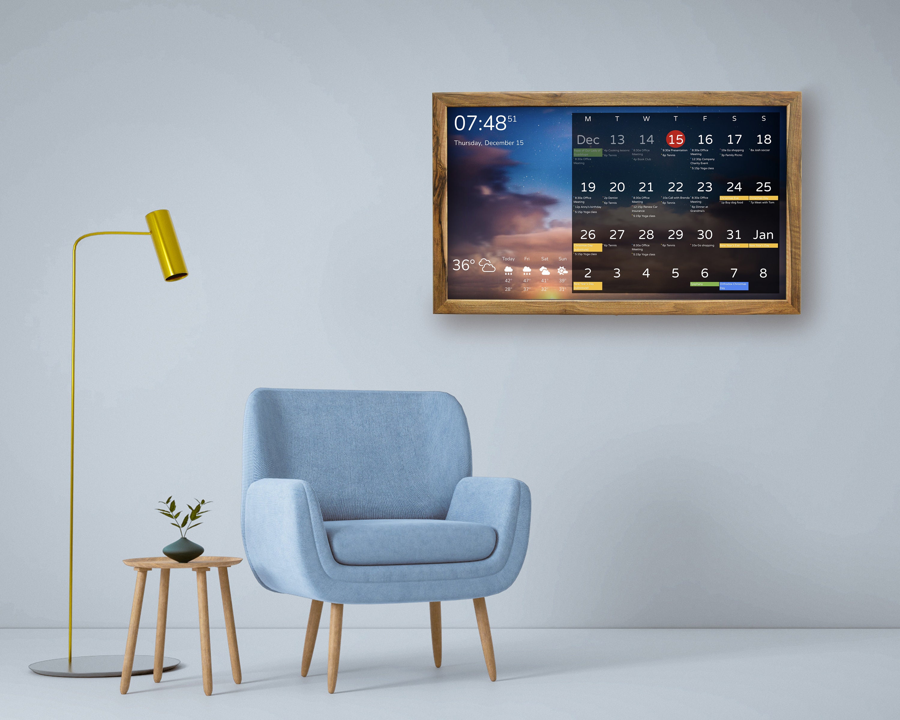 Elektronischer Wandkalender 32'', Family Command Center, Home Assistant