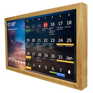 Digitaler Kalender 32'' im Holzrahmen, Hausplaner, Familienkommandozentrale, WLAN-Kalender, Familienarbeitsplan, Keine Fehlenden Dinge Mehr