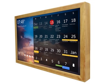 Digital Calendar 32 Inch in Wooden Frame, Home Planner, Family Command Center, Wifi Calendar, Family Chore Chart, No More Missing Things