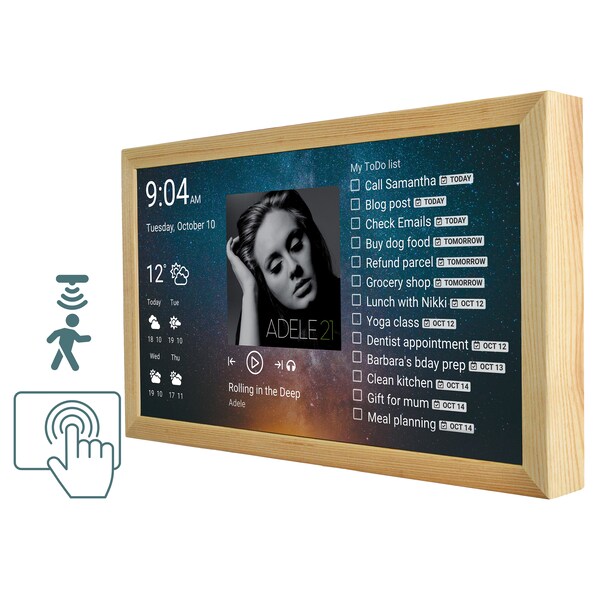 Touchscreen Family Chore Chart 24" mit Integriertem Bewegungssensor, Digital Wall Display, Home Planner, To Do List, Family Command Center