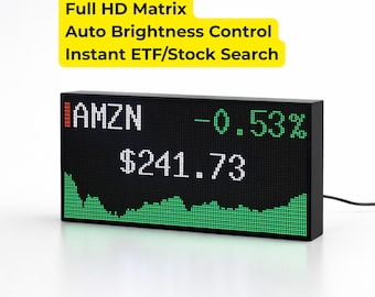 Ticker Bursátil LED – Pantalla Matricial WiFi de Alta Resolución, Precios de Acciones, Crypto y FOREX sin Suscripción 24/7