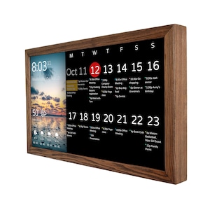 Digital Calendar 24 Inch in Wooden Frame, Home Planner, Family Command Center, Wifi Calendar, Family Chore Chart, No More Missing Things