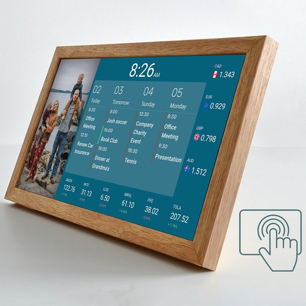 Touchscreen Digital Desk Calendar 15.6 Inch, Sync with Google Calendar & Todoist, Virtual Assistant, DAKboard Smart Display, Family Planner