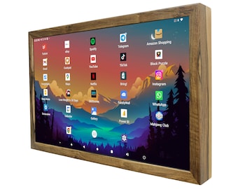 Android Smart Display 24 Inch in Wooden Frame, Digital Dashboard, Family Planner, Google Calendar, Home assistant, Smart home, Touchscreen