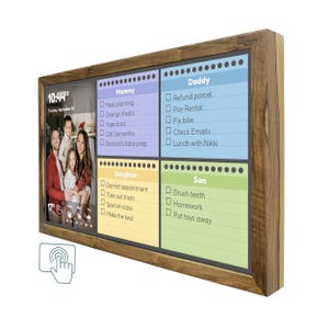 Display Touchscreen Intelligente da 32 con cornice in legno, Pianificatore Domestico, Centro di Comando per la Famiglia, Calendario Digitale