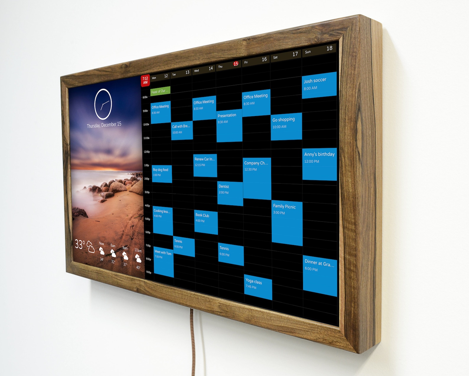 32" Electronic Wall Calendar – Family Command Center, Smart Display