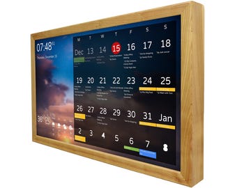Digitale kalender 32" – Slim Familie Commandocentrum met Houten Frame, Wifi-Planner & Takenoverzicht