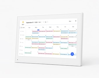 Digitale touchscreen-familiekalender: wifi-synchronisatie, taken- en maaltijdplanner, fotolijst, weersvoorspelling