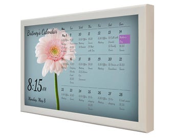 Digitale Moederkalender 24'' in Houten Frame, Cadeau voor Moeder, Familiecommandocentrum, Familieplanner, Moederlevensstijl, DAKboard