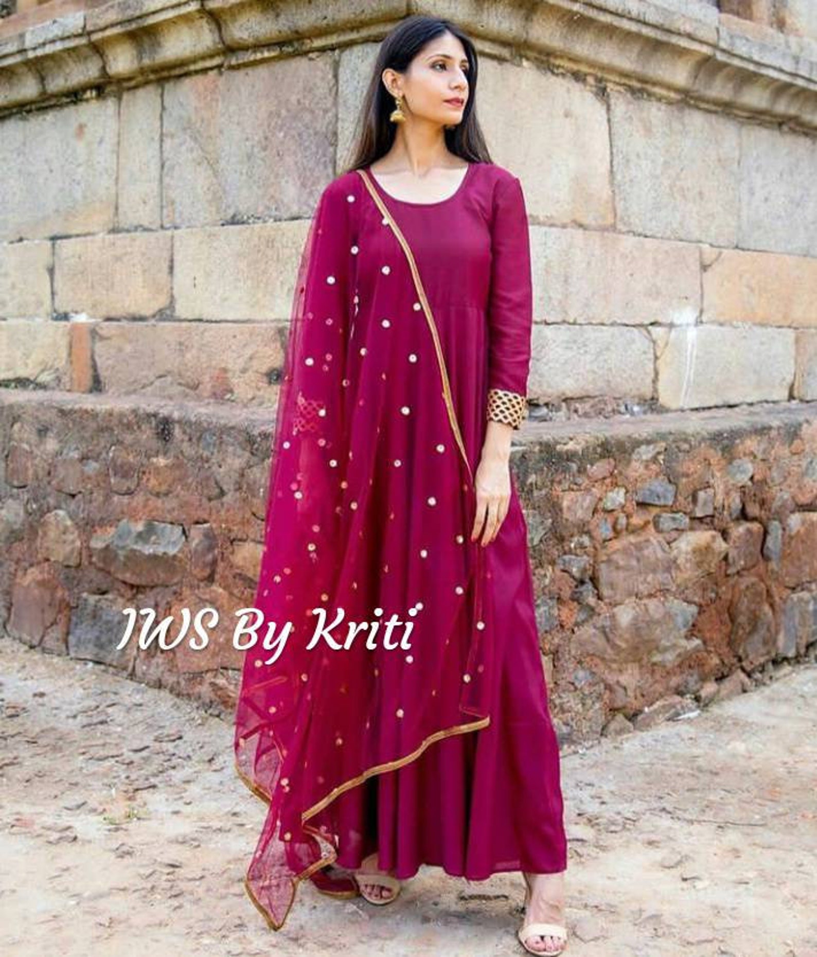 georgette gown with dupatta meesho