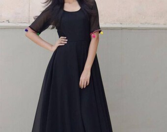 black georgette gown
