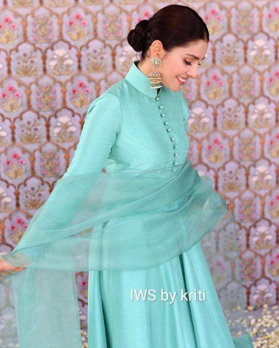 Indian Turquoise Pakistani Gown With 
