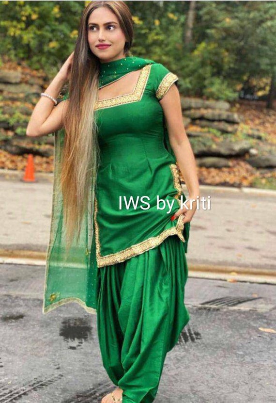 Green Kurta Patiala Punjabi Suit 